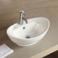 Decoraport White Oval Ceramic Above Counter Vessel Sink (CL-1038)