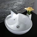 Decoraport White Round Ceramic Above Counter Vessel Sink (CL-1042)