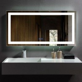 DECORAPORT 48 x 28 Po Miroir de Salle de Bain LED avec Bouton Tactile, Anti- Buée, Luminosité Réglable, Montage Vertical & Horizontal (D108-4828)