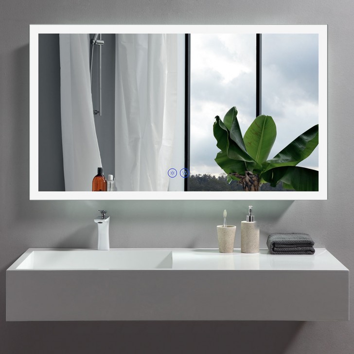 Miroir de salle de bain anti-buée à LED 141x70 cm