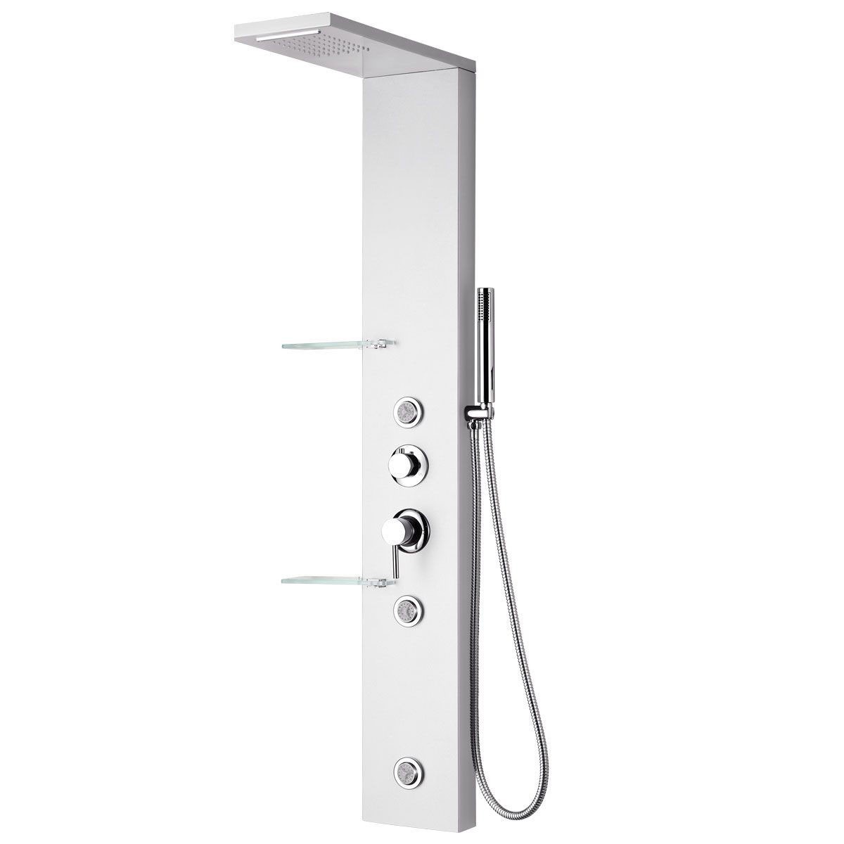 Panneau de douche thermostatique en alliage d'aluminium blanc (JX-9712)