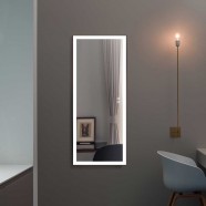 DECORAPORT 48 x 20 Po Miroir Chambre LED Pleine Longueur avec Bouton Tactile, Cadre noir, Luminosité Réglable, Lumière Froid & Chaud (DJ2-4820-B)
