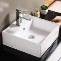 Decoraport Lavabo-Vasque Carré de Dessus de Comptoir en Céramique Blanche (CL-1079)