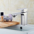 Robinet de Lavabo&Vasque Rectangle - Simple Trou Simple Levier - Laiton Fini Chrome (81H36-CHR-007)