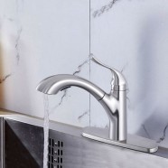 Robinet de Cuisine en Laiton en Nickel Brossé - Tête de Douche Rétractable (82H22-BN)