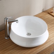 Lavabo Rond Blanc en Céramique de Dessus du Comptoir (CL-1335-1)