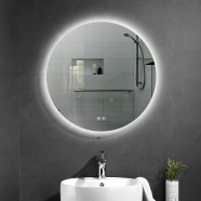 DECORAPORT 28 x 28 Po Miroir de Salle de Bain LED avec Bouton Tactile, Anti-Buée, Luminosité Réglable (D1002-2828)