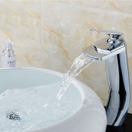 Robinet à Cascade de Lavabo&Vasque - Simple Trou Simple Levier - Laiton Fini Chrome (81H18-CHR)