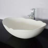 Lavabo-Vasque Vague de Dessus de Comptoir en Pierre de Synthèse Blanche (DK-HB9040)