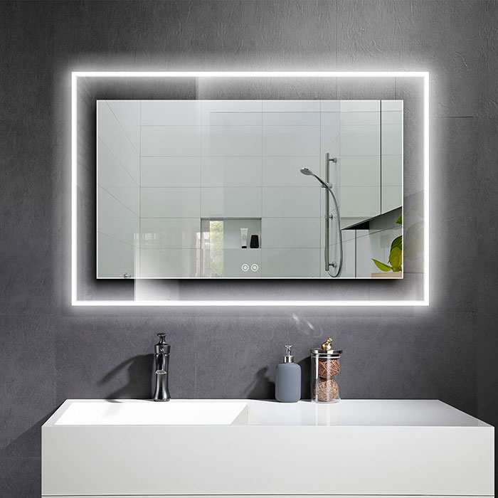 DECORAPORT 55 x 36 Inch LED Bathroom Mirror with Touch Button, Anti Fog,  Dimmable, Bluetooth Speakers, Vertical  Horizontal Mount (D322-5536A)  Decoraport Canada