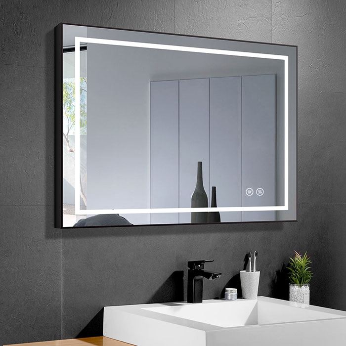 Miroir salle de bain avec éclairage LED 75x100cm - Noir